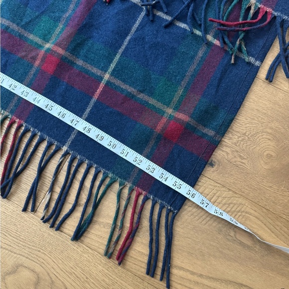 Pendleton 100% Wool Vintage Wrap Shawl Poncho - Blue Plaid - Like New - One Size - Picture 10 of 15